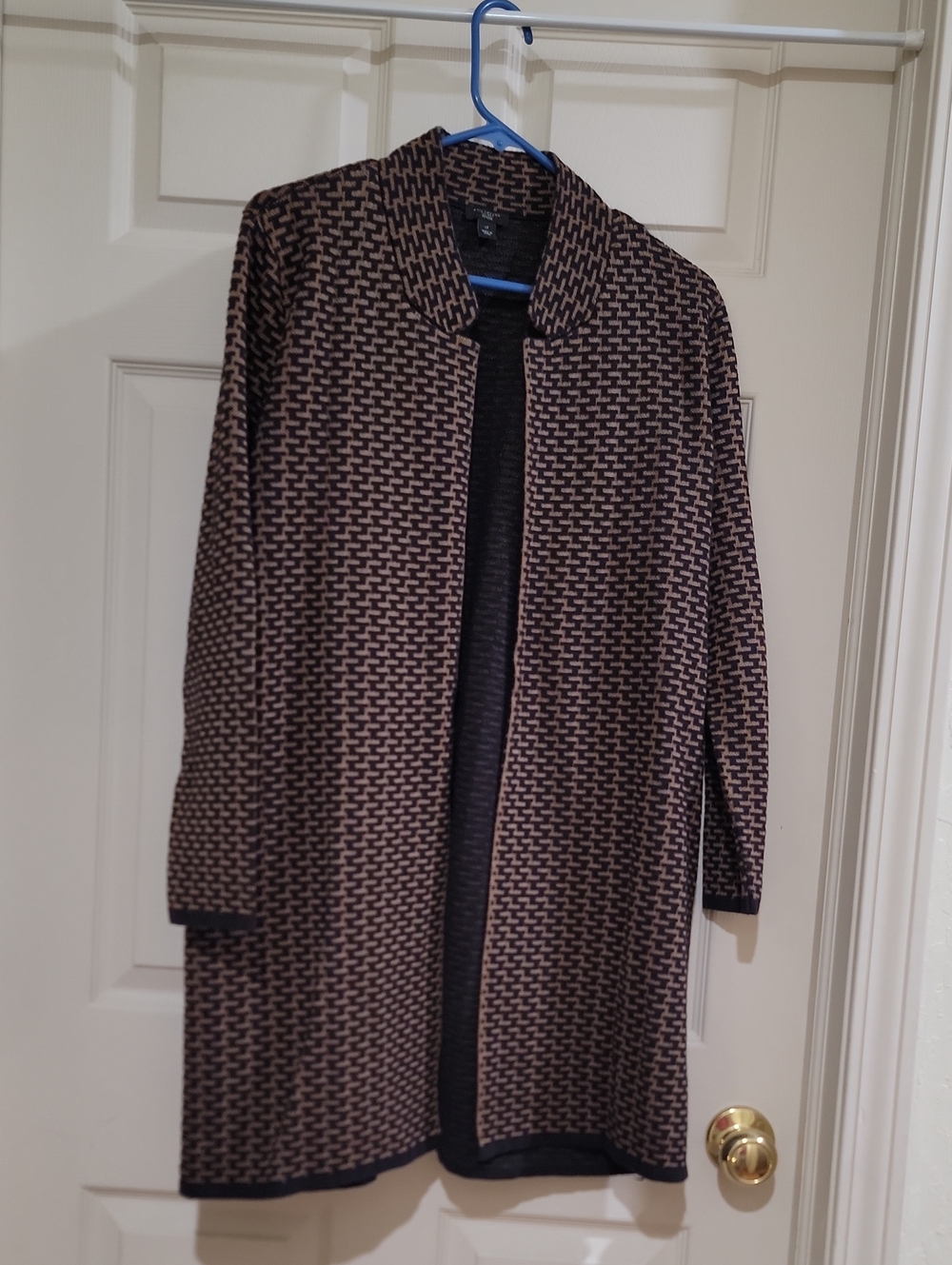 Ann Taylor Factory Petite Brown and Black Patterned Cardigan Duster